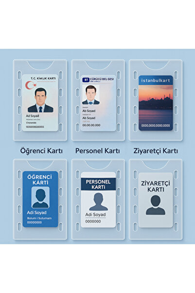 DİYA3 6 Adet Şeffaf Kimlik Ehliyet Koruyucu,temassız Ödeme Uyumlu Kredi Kartı...