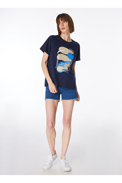 Fabrika Lacivert Kadın Bisiklet Yaka Basic T-Shirt F4SL-TST0717