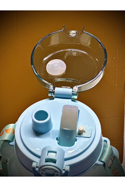 LEON LİFE 1000ml Children's Water Bottle with Teddy Bear Water Bottle Bpa-Free School Water Bottle with Carrying Strap Leak-Proof-Blue