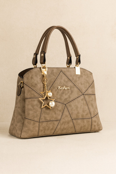 MOLDİVA 3 Compartments A+ Quality Women's Arm and Shoulder Bag with Star Accessories Daily Gift Wedding Bag