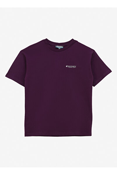 Discovery Expedition Mor Erkek Çocuk Bisiklet Yaka Oversize Baskılı T-Shirt D...