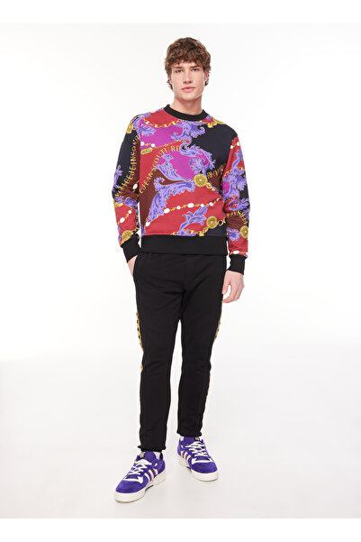 VERSACE JEANS COUTURE Lastikli Bel Slim Fit Siyah Erkek Eşofman Altı 75GAAF01...