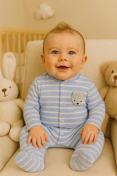 cimcim baby Striped Baby Romper with Fox Accessories