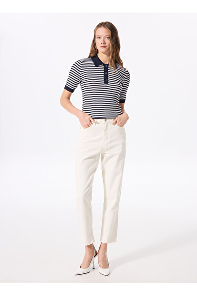 Fabrika Kırık Beyaz Kadın Mom Fit Denim Pantolon F4SL-PNT0343