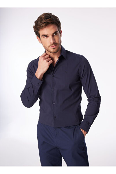 Fabrika Lacivert Erkek Slim Fit Gömlek F4SM-GML 1003