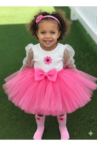 kokosh _ kidss burcu sapmaz طقم فستان بناتي بأكمام من التول وتنورة توتو