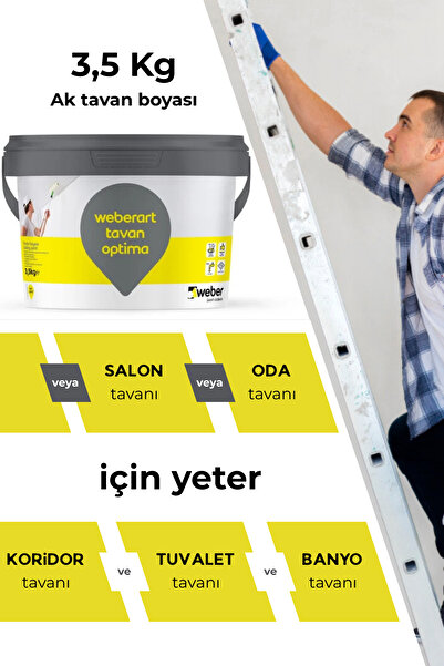 WEBER Beyaz Tavan Boyası Weberart Tavan Optima 3,5 Kg (2,0 Litre)