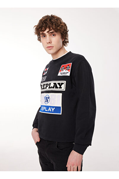 Replay Bisiklet Yaka Siyah Erkek Sweatshırt M6718 098 BLACK