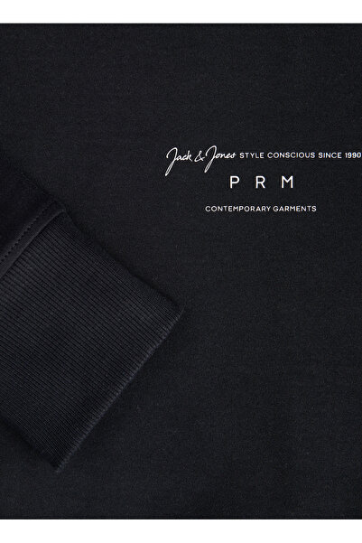 Jack & Jones Dik Yaka Siyah Erkek Sweatshırt JPRBLASANCHEZ BRANDING SWEAT CREW N