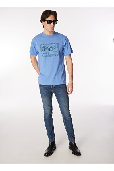 VERSACE JEANS COUTURE Normal Bel Normal Paça Slim Fit İndigo Erkek Denim Pant...