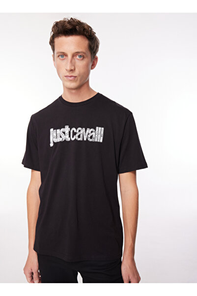 Just Cavalli Bisiklet Yaka Siyah Erkek T-Shirt 75OAHG05