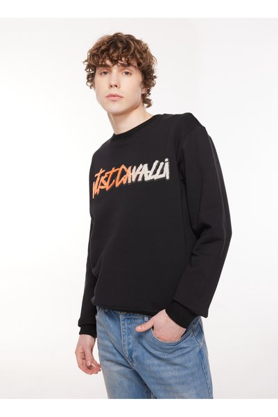 Just Cavalli Bisiklet Yaka Siyah Erkek Sweatshırt 75OAI3R2