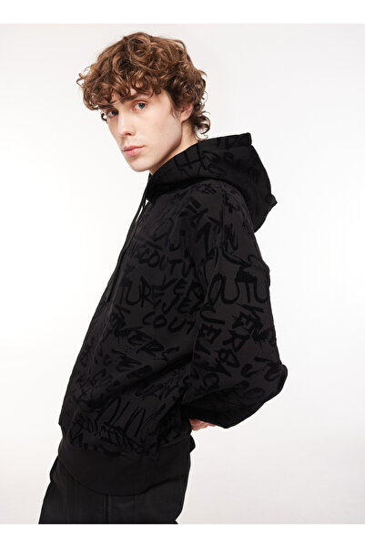 VERSACE JEANS COUTURE Kapüşon Yaka Siyah Erkek Sweatshırt 75GAI3C0FS095899