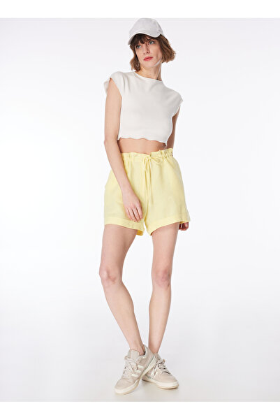 Fabrika Sarı Kadın Lastikli Basic Keten Şort F4SL-SHT0844