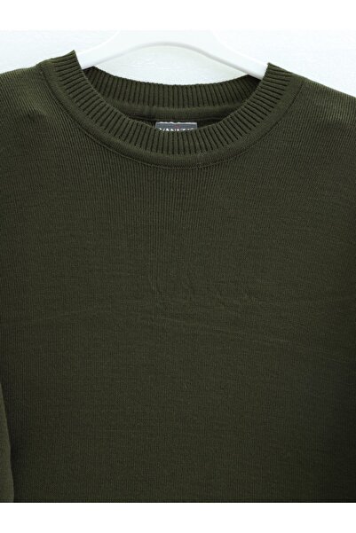 Modamorfo Πλεκτό φόρεμα με λάστιχο στο μανίκι και λεπτομέρεια πομπομ - Χακί