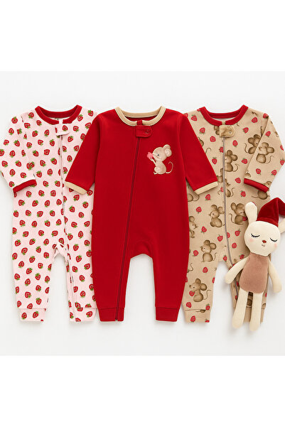 İZYALİF BABY Baby Girl 3-Piece Sleeping Bag Daily Cotton Zippered Without Booties Strawberry Size Chart Images Included