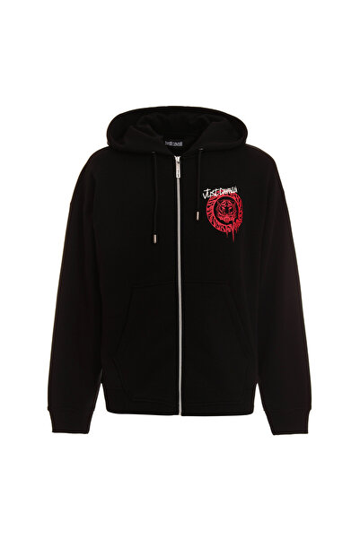 Just Cavalli Kapüşon Yaka Siyah Erkek Sweatshırt 75OAIG02