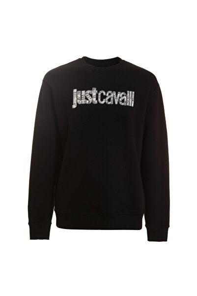 Just Cavalli Bisiklet Yaka Siyah Erkek Sweatshırt 75OAIG05