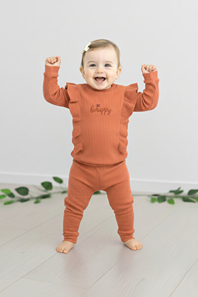 Ege Bebek Baby Girl Happt Printed, Twill Fabric, Seasonal 6-9-12-18-24 Months Daily 2-Piece Bottom Top Set