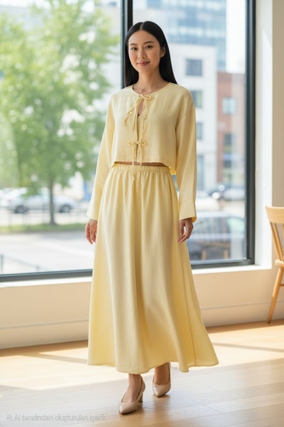 ENDAMIM Linen Skirt Set