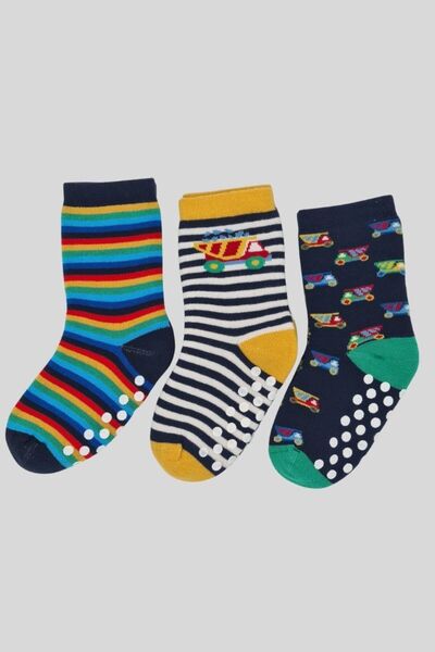 Defne Baby 3 Çift Erkek Bebek-Çocuk Kaydırmaz Tabanlı Kışlık Havlu Soket Çorap