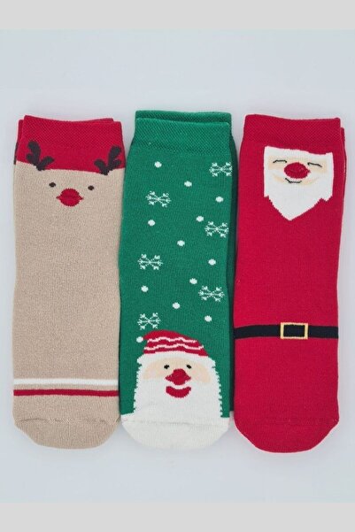 Defne Baby 3 Ζεύγη Αντιολισθητική Σόλα Πετσέτα Βαμβακερή Χειμερινή Πρωτοχρονι...