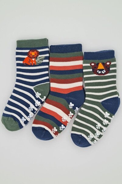 Defne Baby 3 أزواج من الجوارب الشتوية ذات النعل غير القابل للانزلاق للأطفال الرضع والأولاد