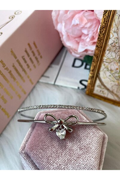 Perry Accesories pembe zirkon taşlı vıp çelik bileklik gema kelebek kalp fiyo...