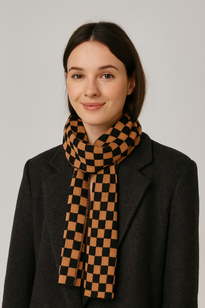 Sebir Moda Eșarfă tricotată cu model în carouri