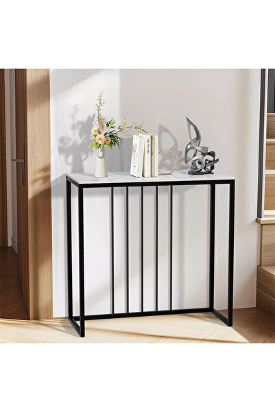 AGD Entryway Console Table, Narrow Side Table Made of MDF, Rust-Resistant Metal Frame 100*30*80cm