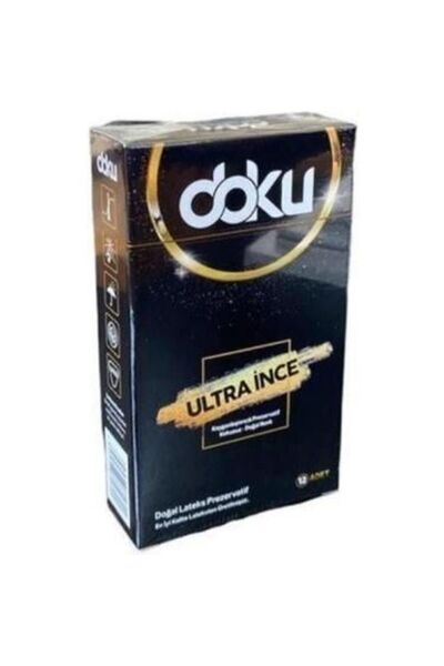 Doku Ultra İnce Kayganlaştırıcılı Doğal Lateks Prezervatif 12 Adet