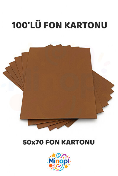 Minopi Kahverengi Fon Kartonu 50x70 cm 100'lü Paket Renkli Fon Kartonu Kalın Büyük Boy