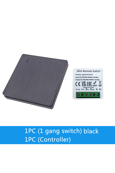 Choice مفتاح إضاءة ذكي لاسلكي أسود 433 ميجا هرتز RF 86 مفتاح لوحة حائط مع جهاز تحكم عن بعد مرحل صغير