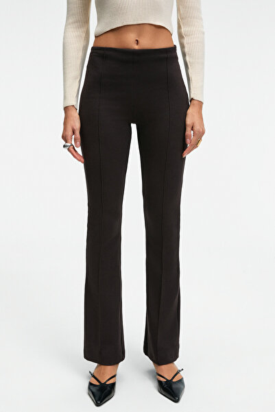 GRIMELANGE Lysavine Women's Stretch Fabric Slim Fit Dark Brown Trousers