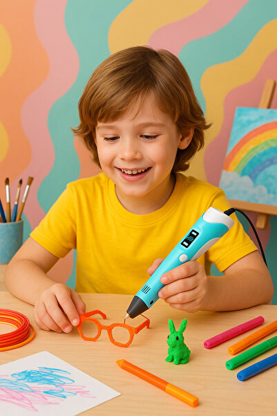 TOUCH SKETC 3d Pen Üç Boyutlu Yazıcı Kalem 50 Metre Flament Ile sarı model