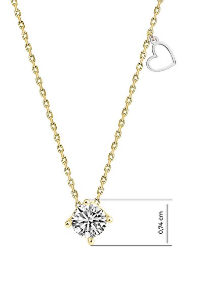 So CHIC... Sarı Altın Sertifikalı Premium Created Taşlı 42 Cm Tektaş Kolye