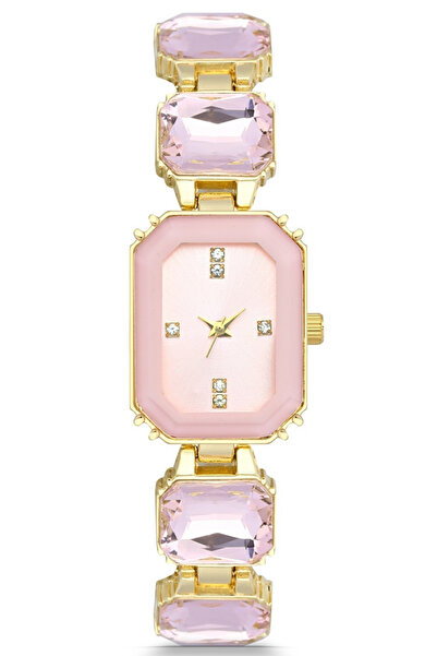 Forentina Pembe Taşlı Gold Metal Kol Saati PS3838