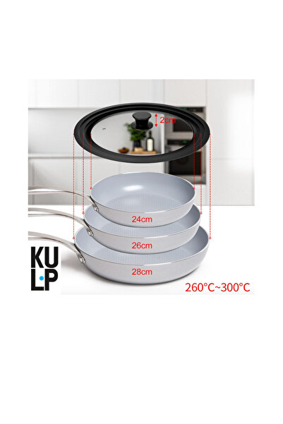 Genel Markalar 24/26/28 Cm Uyumlu Cam Tencere&Tava Kapağı Kademeli Silikon Kenarlı