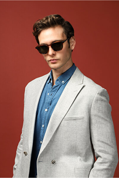 Kiğılı Тънко прилепващо сако с конусовиден крой от ленен микс с двойно закопчаване