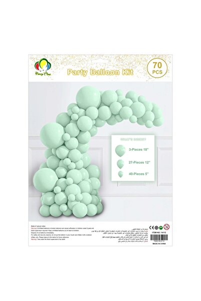 Party Time 70pcs Latex Balloon Kit Colored Theme Balloons Party Supplies, Pastel Green