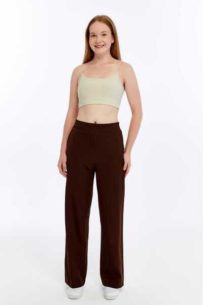 Bella Bloom Boutique Women's Dabıl Fabric Elastic Waist High Waist Wide Cut Double Pocket Pants