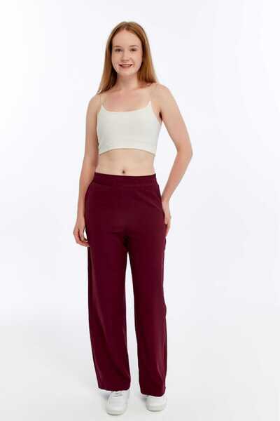 Bella Bloom Boutique Women's Dabıl Fabric Elastic Waist High Waist Wide Cut Double Pocket Pants