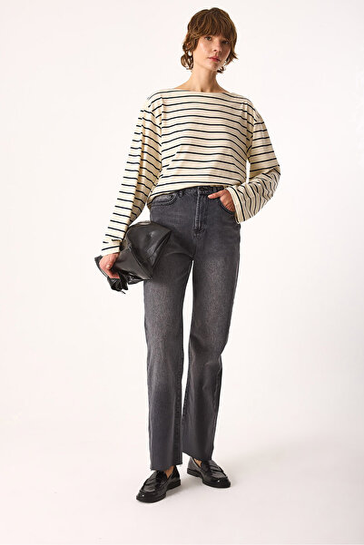 VENA Wanda Anthracite Wide Leg Jeans-Anthracite