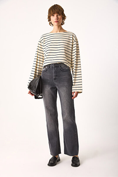 VENA Wanda Anthracite Wide Leg Jeans-Anthracite