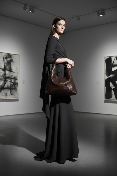 KISCHE Casual Knitting Model Zipper Closure University Women's Hand and Shoulder Bag