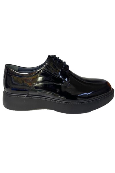 Slope Genuine Leather Men's Classic Black Patent Leather Shoes Thick Sole Ort...