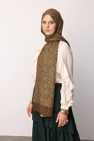 Mooncorn Σάλι διπλής όψης με μοτίβο χενάς Bitter Coffee-Salmon