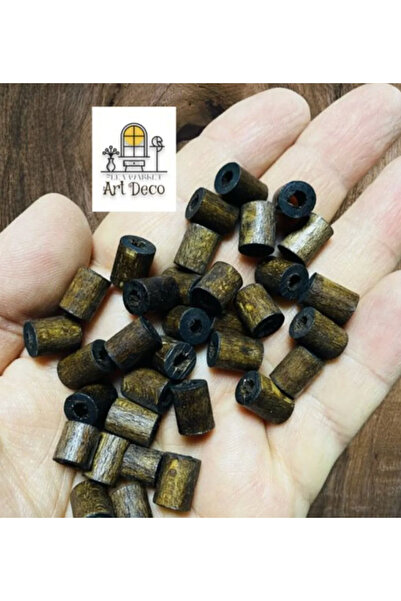 Artdeco 10 mm Brown Cut Pipe Wood Beads (50 Grams, Approximately 150 Pieces) Hole Diameter 2 mm