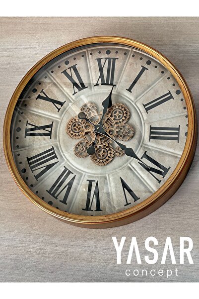 YASAR CONCEPT Tickvane Metal Çarklı Duvar Saati 60 Cm