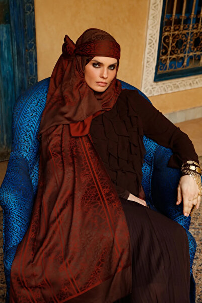 Mooncorn Lavin Pattern Double Sided Shawl Dark Gray-Light Blue